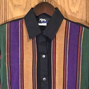 Vtg. Roper Western Shirt Women’s M Black with Stripes Southwestern Cowgirl Rodeo